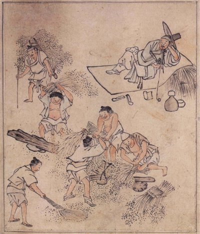 Threshing Rice by Kim Hong Do